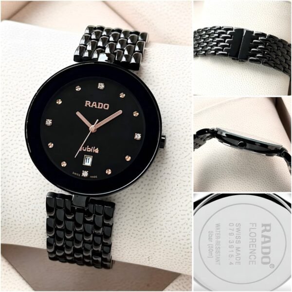 Rado - Florence Classic Unisex Quartz Black Dial Analog Stainless Steel Watch (Copy)